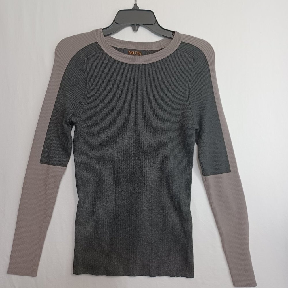 Truth by Republic Pullover Sweater Ribbed Knit Long Sleeve Size Medium